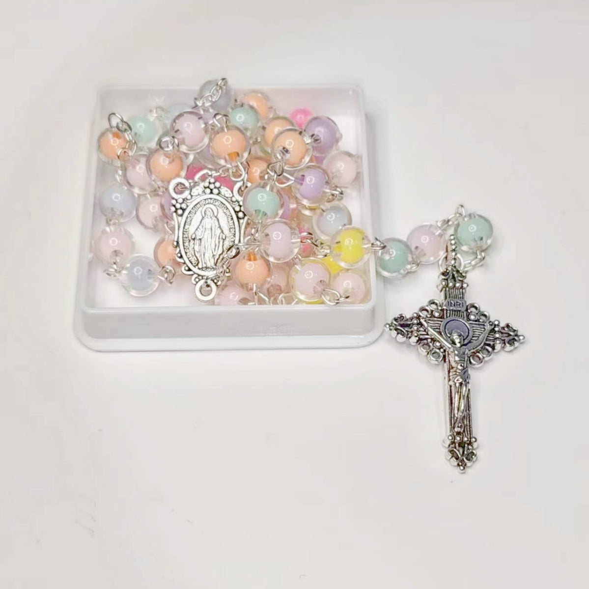 Wholesale 10pcs 8mm frosted colorful beads cross necklace